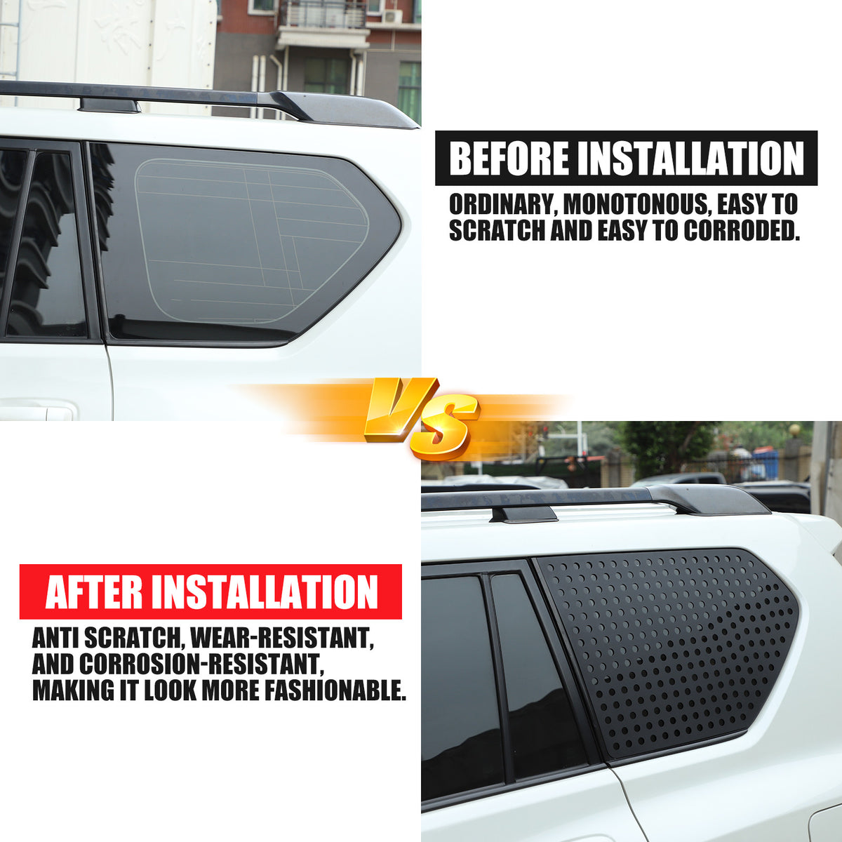 Exterior Rear Quarter Door Window Pillar Cover For Toyota Land Cruiser Prado 10+ 10