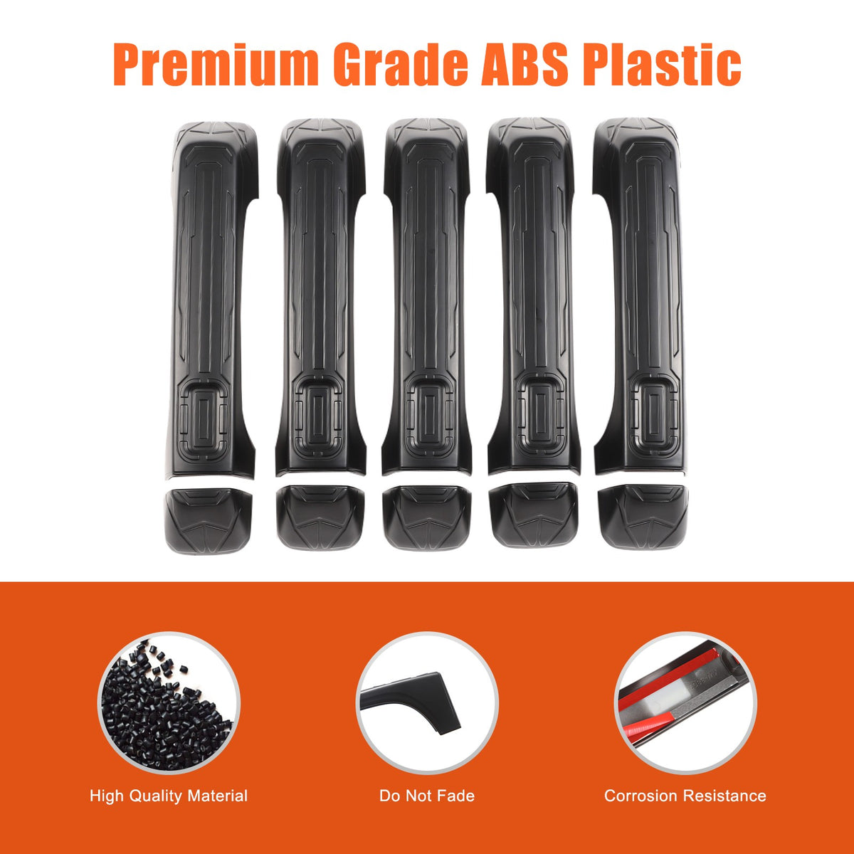 Mecha Matte Black ABS Door + Tailgate Handle Cover Trim For Hummer H3 2005-2009 7