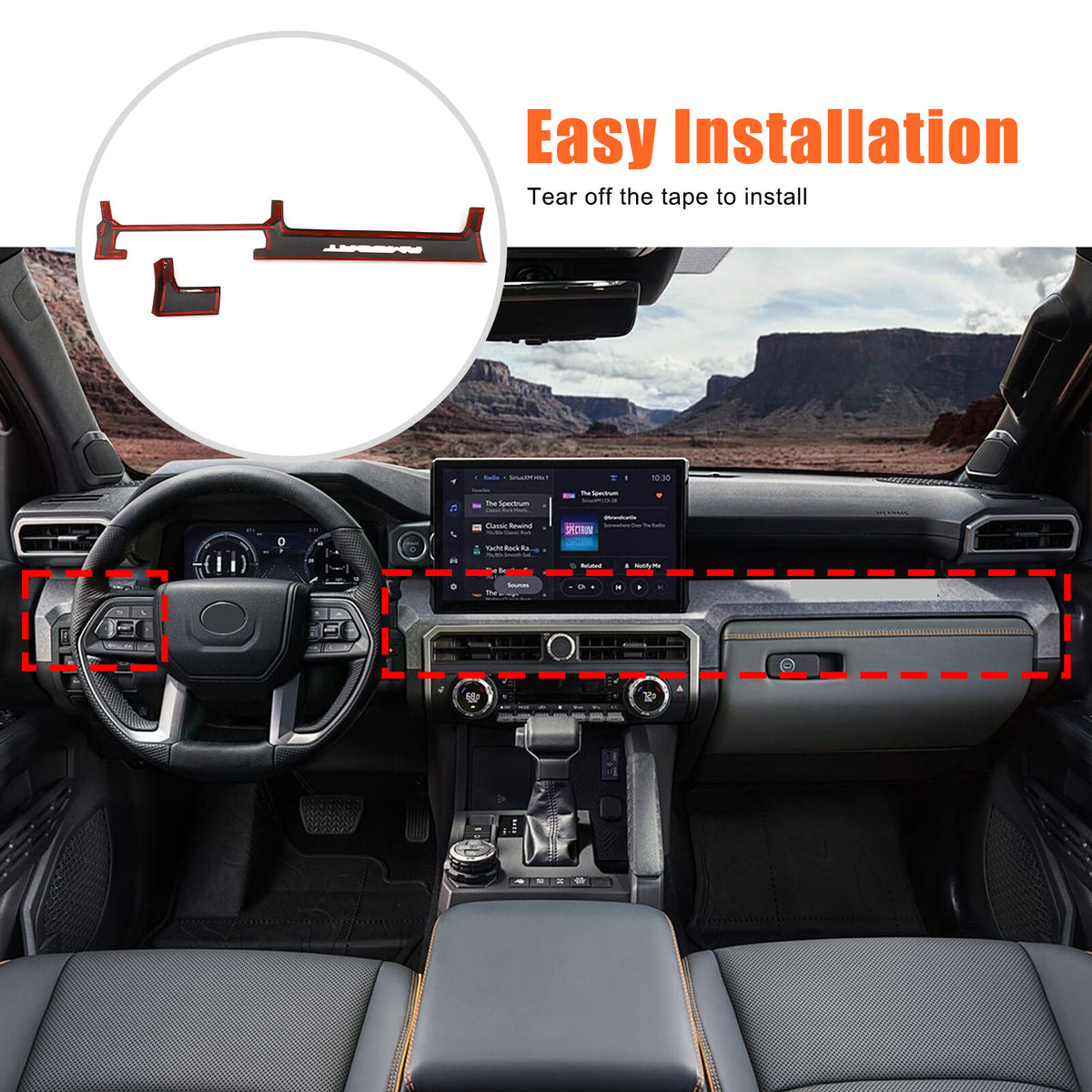Orange ABS Center Console Strip Trim Cover For Toyota Tacoma 2024+ US 5