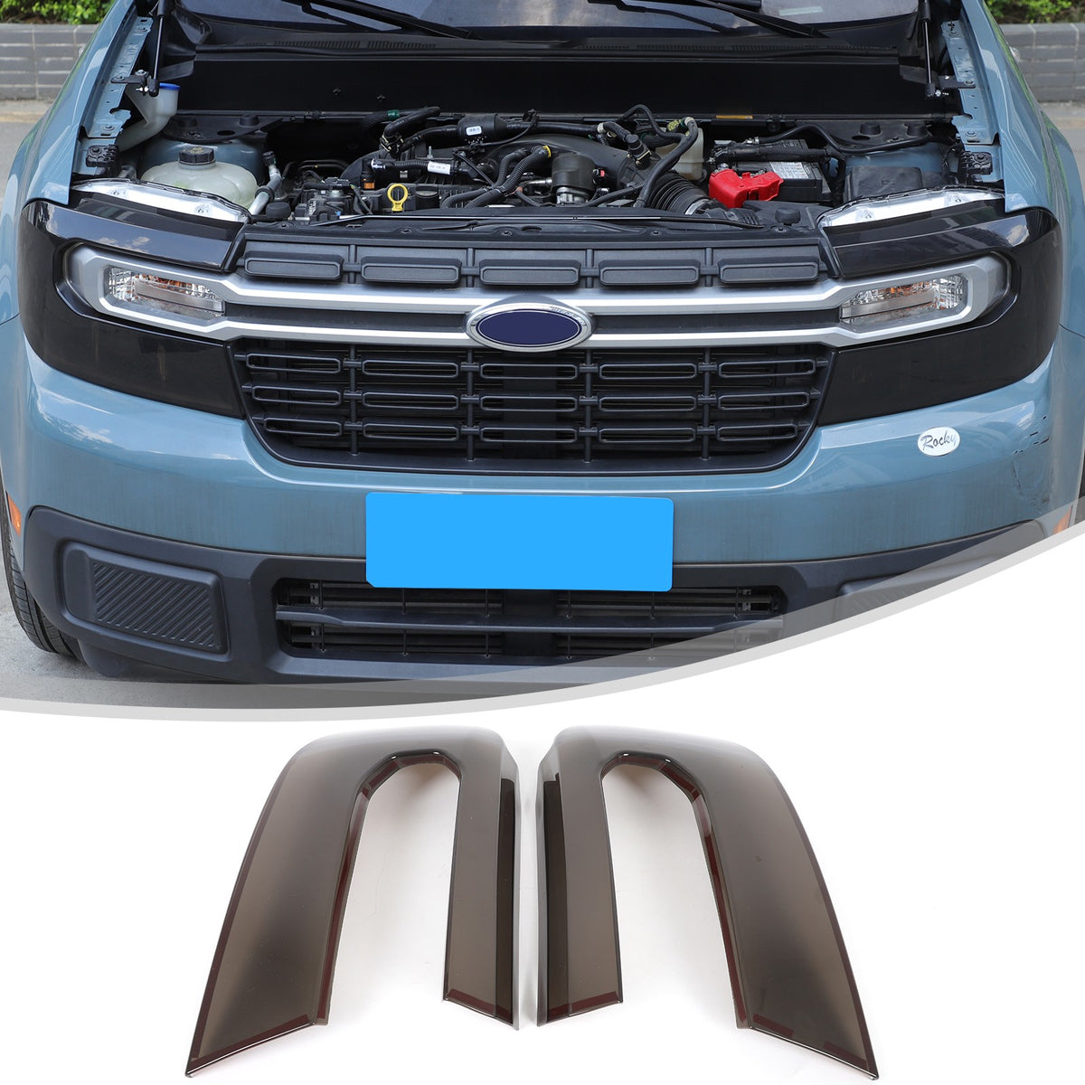 Transparent Gray Smoked Front Headlight Cover Trim For Ford Maverick 2022-2024 18