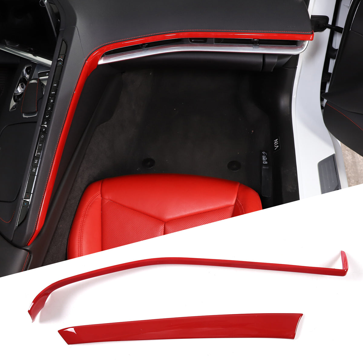 Red Full Interior Set Dash Panel Decor Cover Trim Kit For Corvette C8 2020-25 - Variants 11-15 15