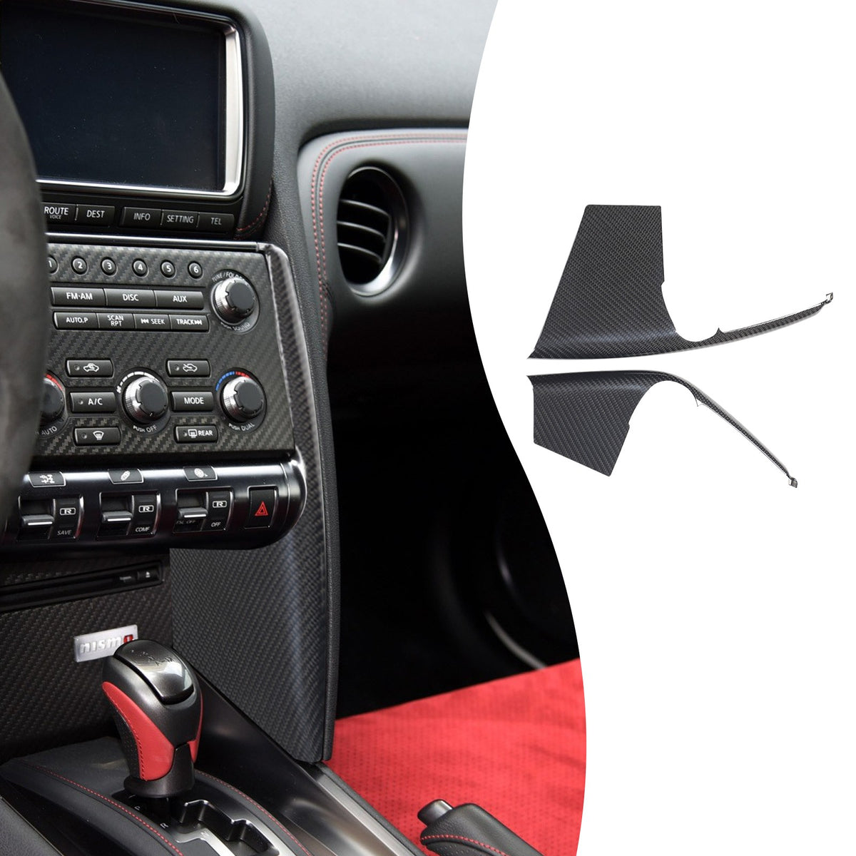 Real Carbon Fiber Mode Button Side Cover Trim For Nissan GT‑R R35 2008‑2016 18