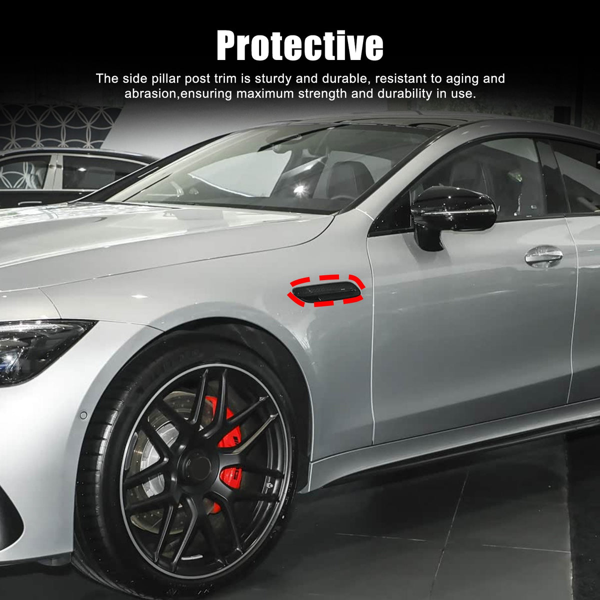 Red Real Carbon Fiber Side Fender Air Vent Trim For Benz AMG GT50/GT63 2019+ 15