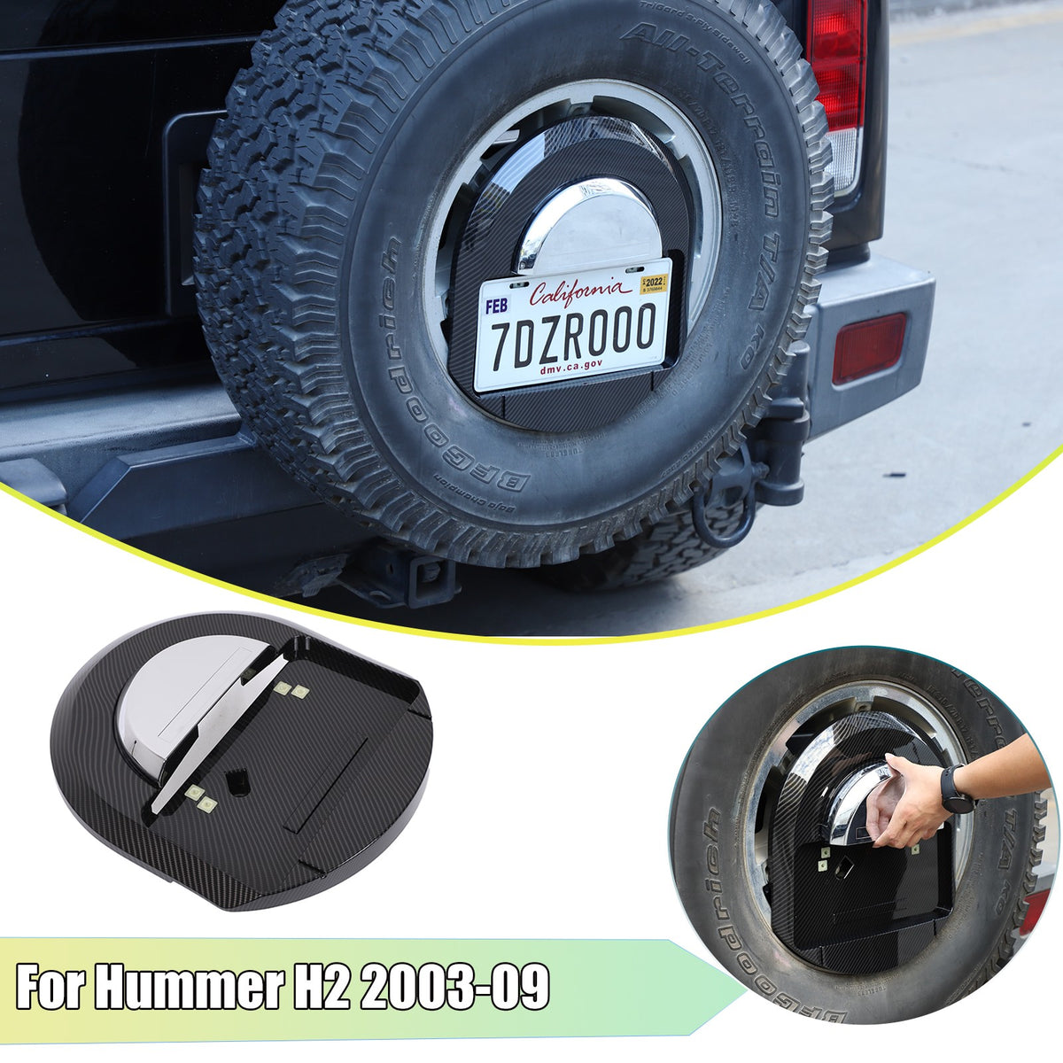 Matte Black Spare Tire License Plate Bracket OE:25782333 For Hummer H2 2003-2009 1