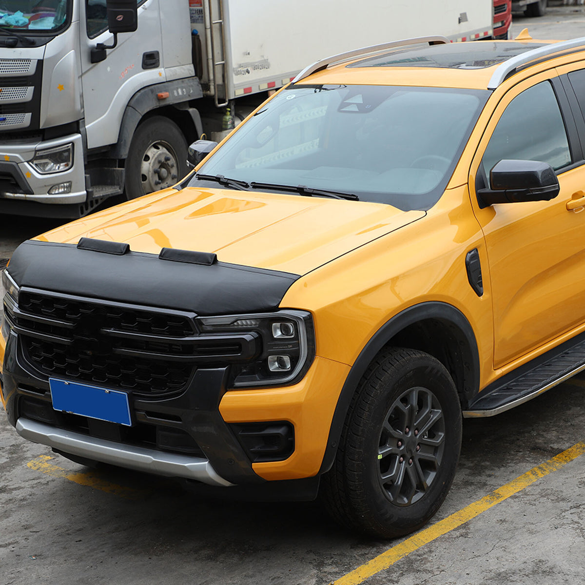 Front PU Leather Hood Cover Protector Bra Trim For Ford Ranger T9 2023-2024 7