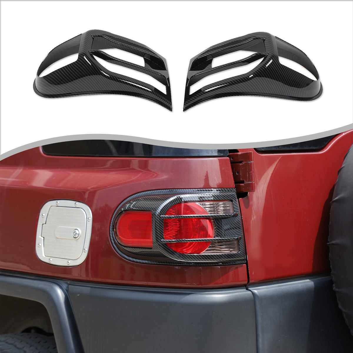 ABS Carbon Fiber Tail Light Cover Trim For Toyota FJ Cruiser 2007-2021 1