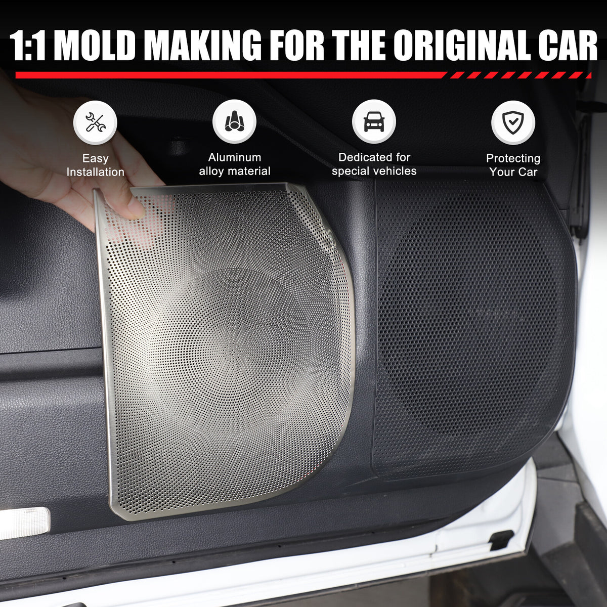 Silver Inner Door Speaker Tweeter Mesh Cover For Toyota Land Cruiser LC250 24+ 4