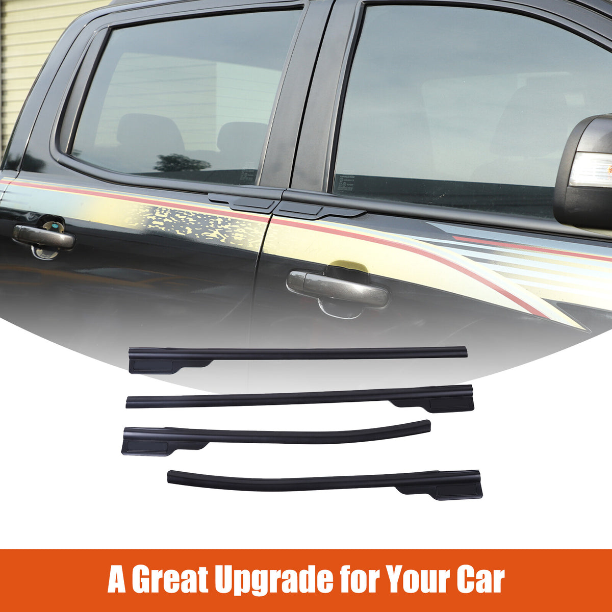 Black Car Window Bottom Strip Cover Trim For Ford Ranger 2015-2021 11