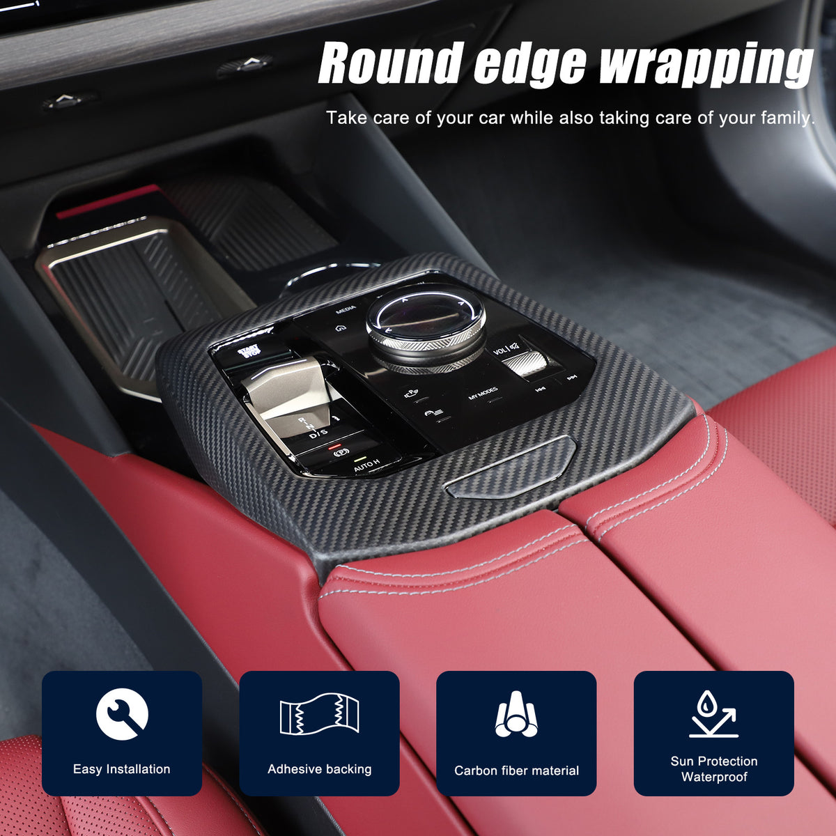 Matte Carbon Fiber Console Gear Panel Trim Cover For BMW 5 Series G60 i5 2024+ 17