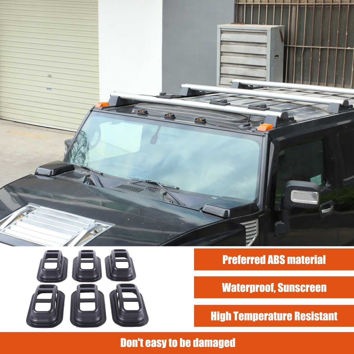 Matte Black ABS Roof Light Cover For Hummer H2 2003-2009 10