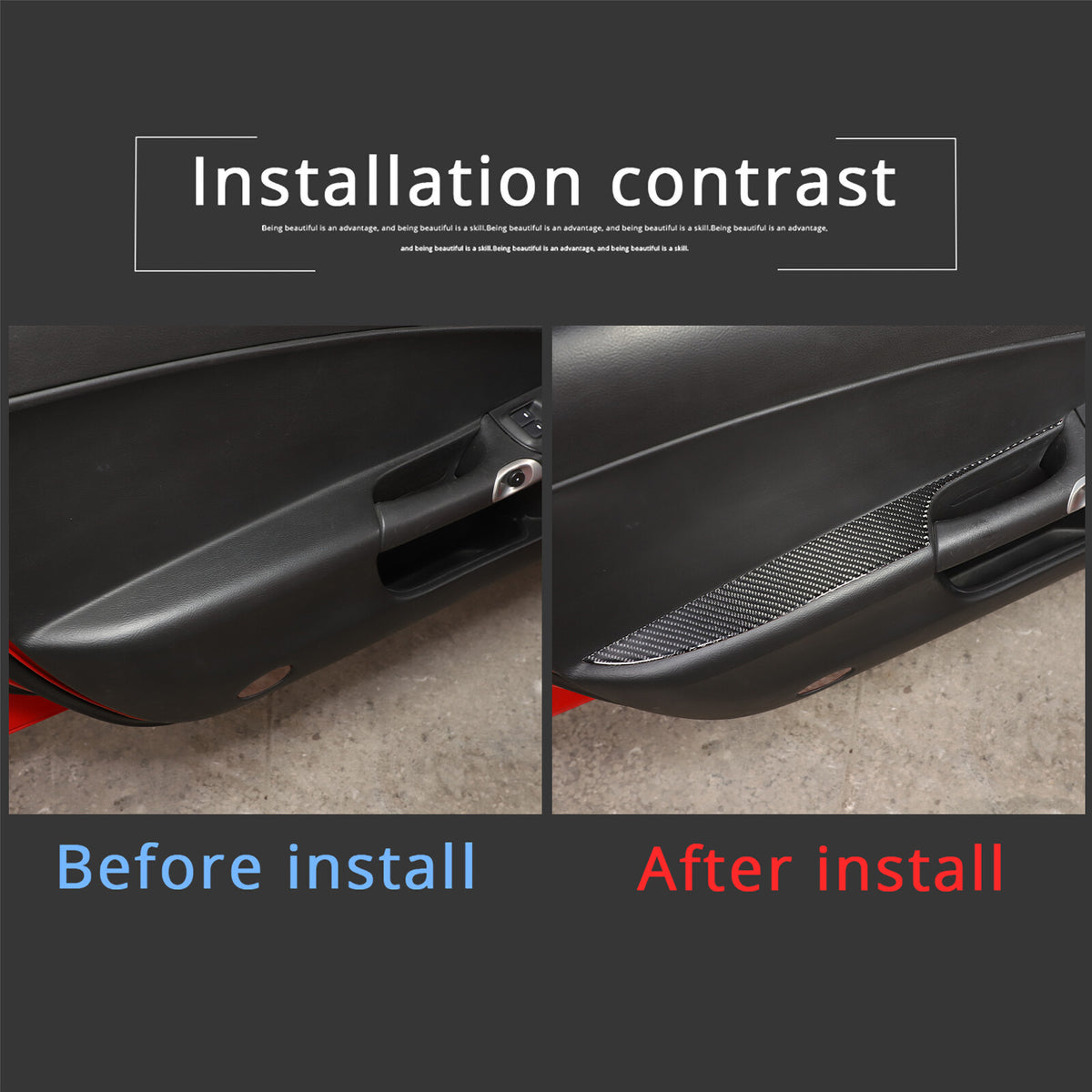 Carbon Fiber soft Door armrest panel Cover sticker Trim For Corvette C6 2005-13 4