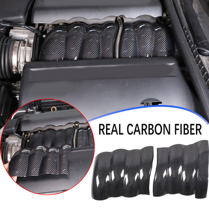 Real Dry Carbon Fiber Intake Manifold Cover Engine Set For Corvette C6 2005-13 2