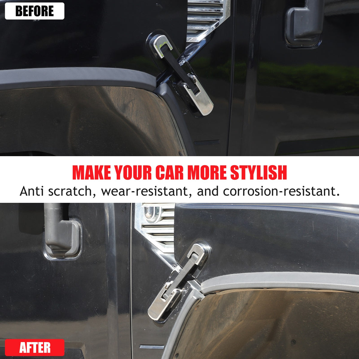 Replacement Aluminum Chrome Silver Hood Handle Cover Trim For Hummer H2 2003-09 4