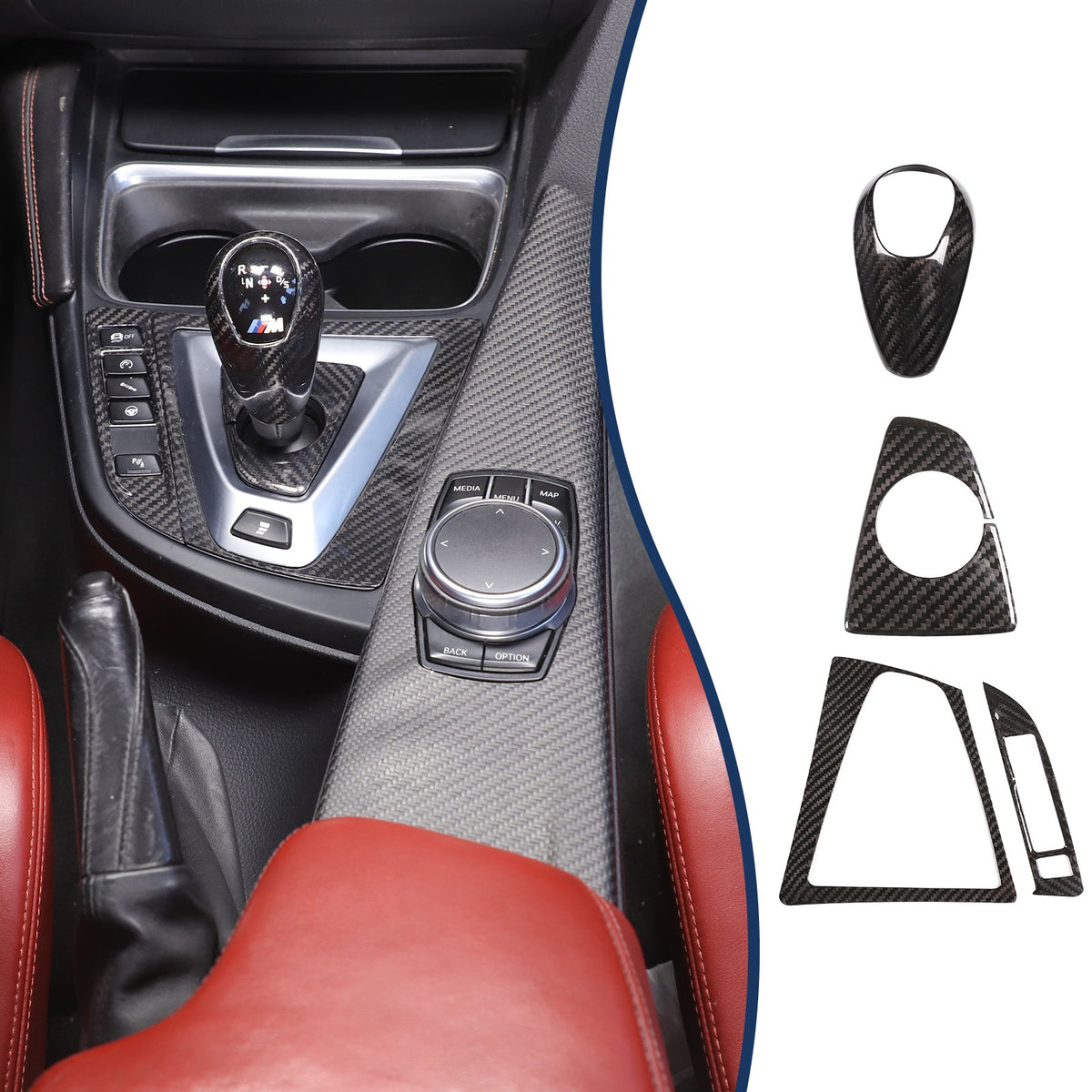 Real Carbon Fiber Center Console Panel Trim Set For BMW M3/M4 F80/F82 2014-2019 23