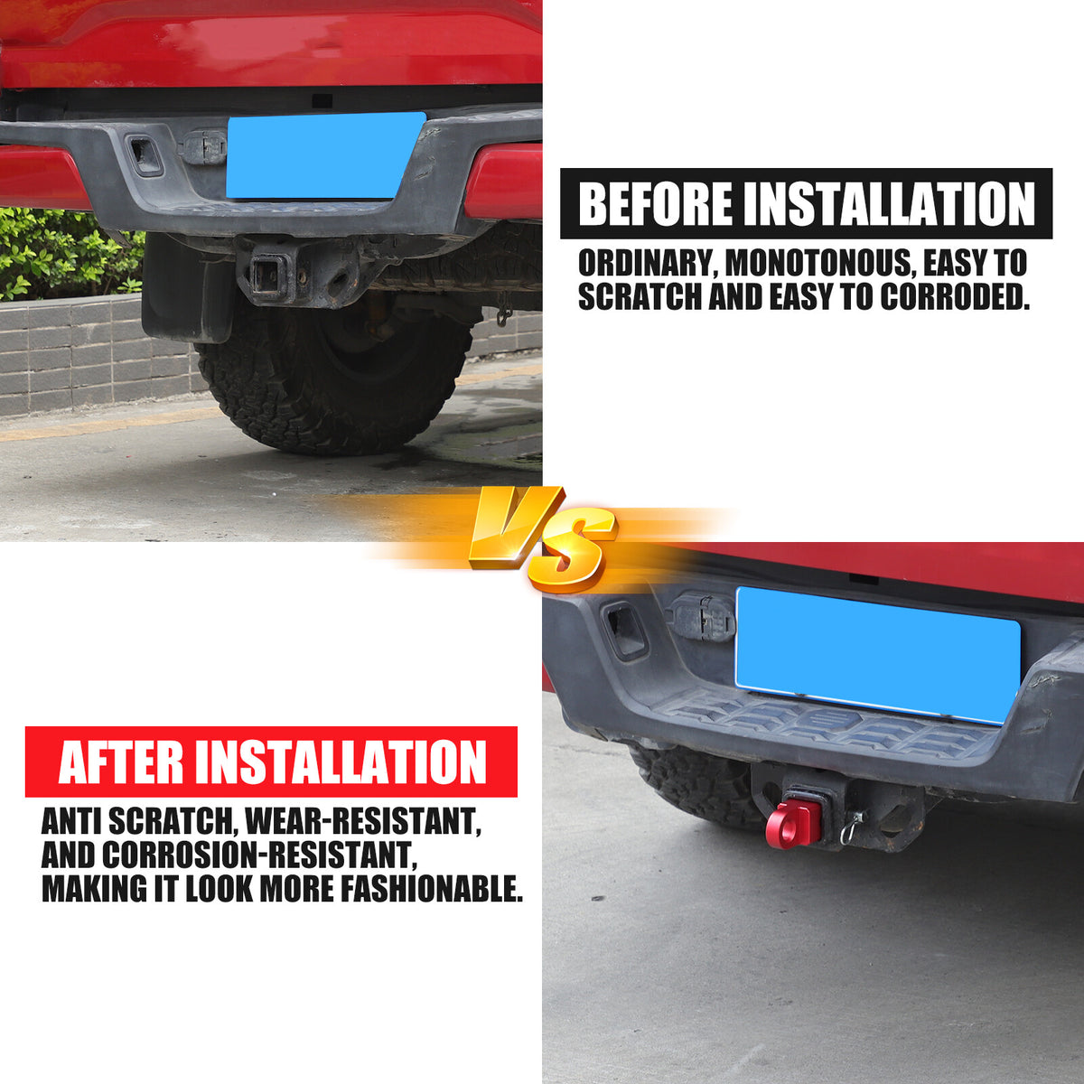 Red Aluminum Alloy Trailer Mount Receiver Hitch Tow Hook For Toyota Tacoma 16-22 17