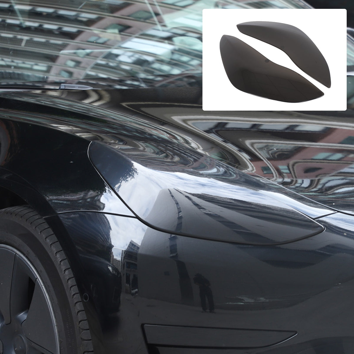 Transparent Gray Smoked Front Headlight Trim Cover For Tesla Model 3/Y 17-22 US 9
