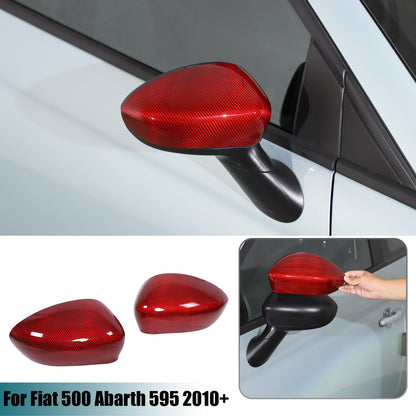 Red Carbon Fiber Exterior Side Rear Mirror Trim For Fiat 500 Abarth 595 2010+ US 2