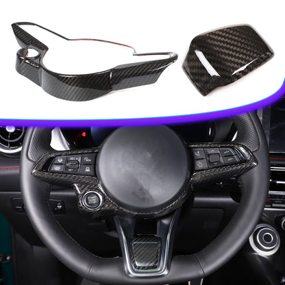 Real Carbon Fiber Steering Wheel Trim Set For Alfa Romeo Giulia/Stelvio 20+ 1