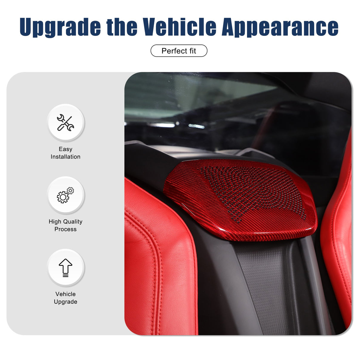 Real Carbon Fiber Rear Speaker Grill Cover For Corvette C8 2LT 3LT 2020+ 5