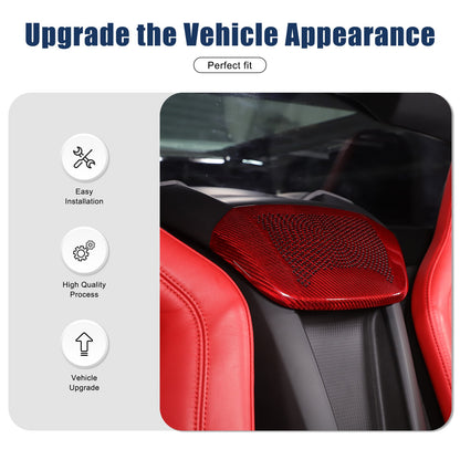 Real Carbon Fiber Rear Speaker Grill Cover For Corvette C8 2LT 3LT 2020+ 5