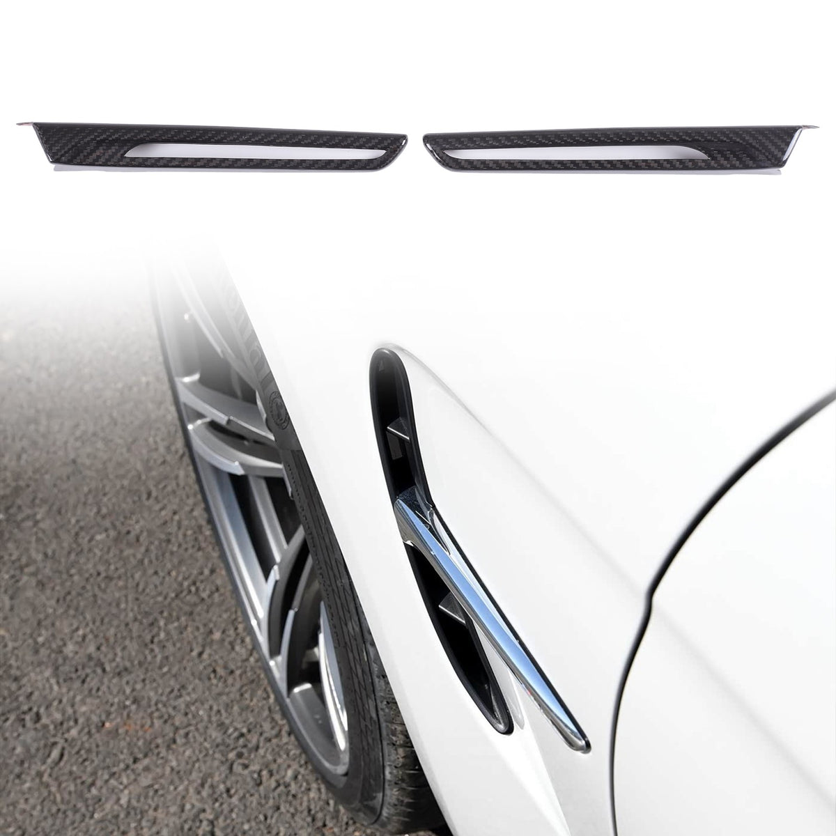 Real Carbon Fiber Exterior Side Fender Trim With Hole For BMW M3 F80 2014-2018 14