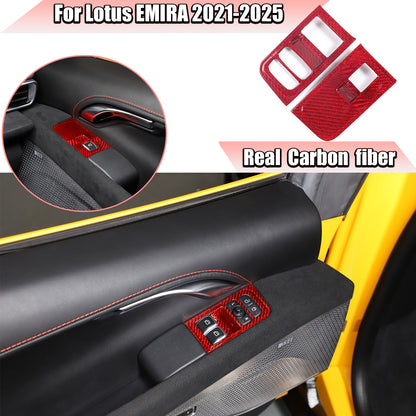 Red Real Carbon Fiber Interior Exterior Conosle Trim Cover For Lotus EMIRA 21-25 14