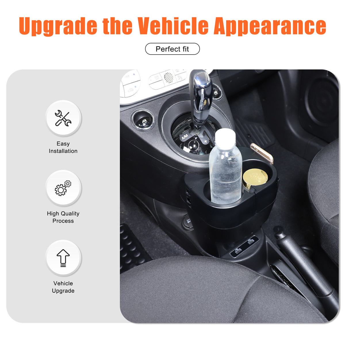 Center Lower Cup Storage Box Organizer Tray For Fiat 500 Abarth 595 695 2016+ 6