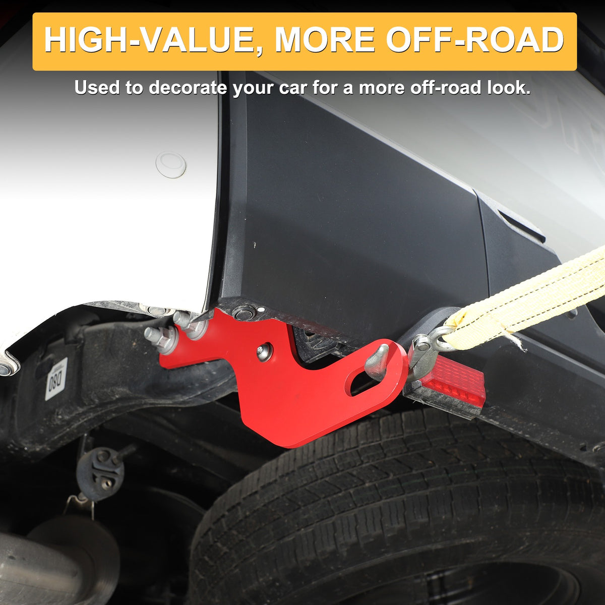 Red Carbon Steel Rear Frame Tow Hook For Toyota Tundra 2022+ US 8