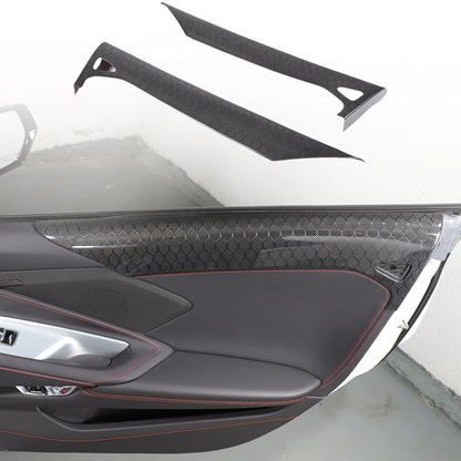 Real Honeycomb Carbon Fiber Interior Door Upper Panel trim Cover For Corvette C8 7
