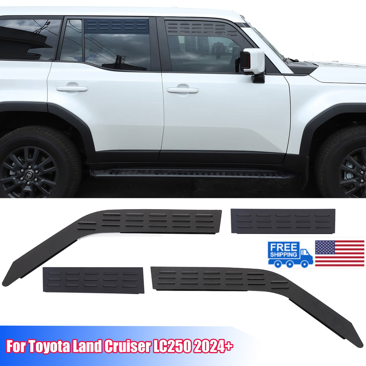 Front & Rear Window Louver Air Vent Trim For Toyota Land Cruiser Prado LC250 24+ 1