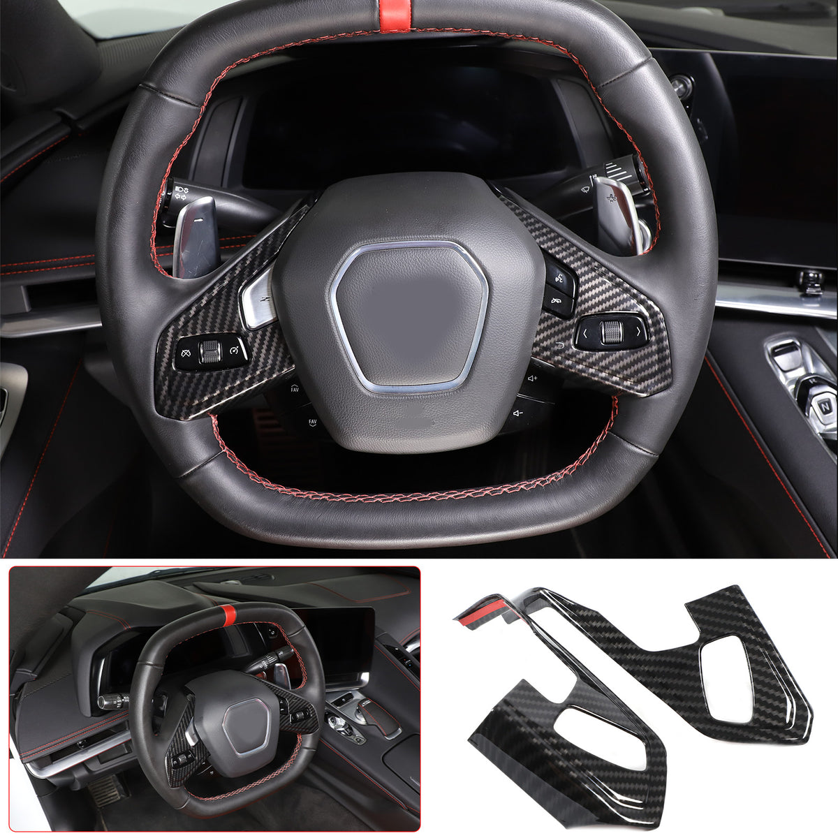Carbon Fiber ABS Interior Full Decor Cover Trim Kit For Corvette C8 2020-2025 - Styles 1-5 40