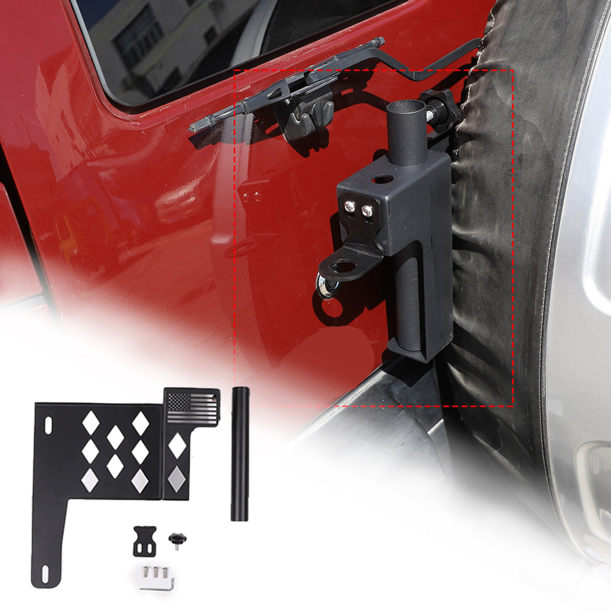 US Flag Tailgate flagpole Antenna Bracket Holder Mount For Toyota FJ Cruiser 07+ 9
