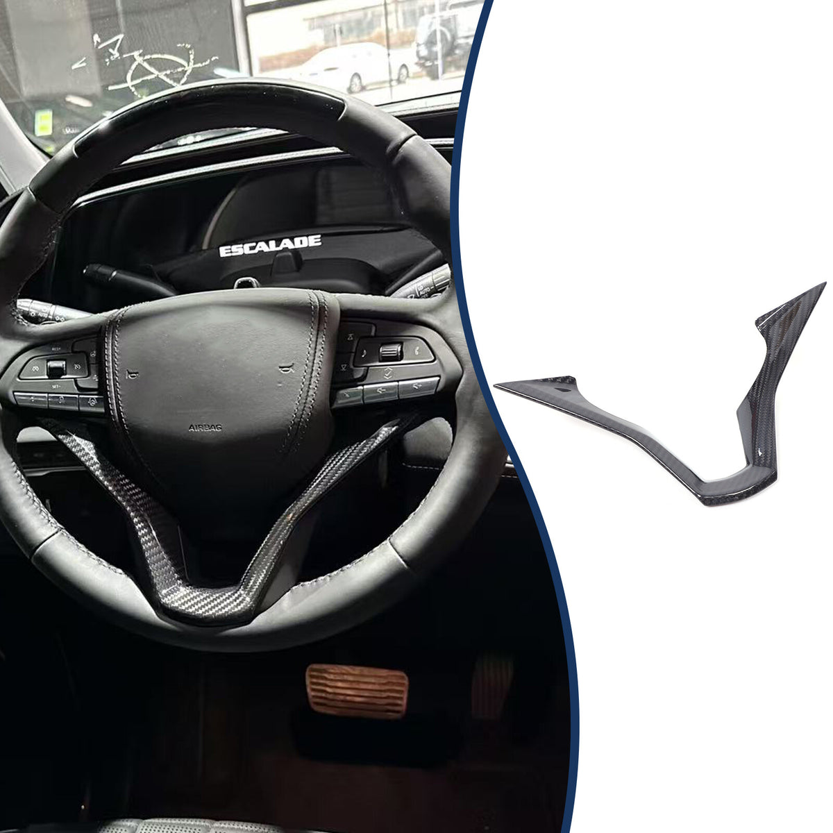 Real Carbon Fiber Interior Steering Wheel Cover Trim For Cadillac Escalade 21-24 14
