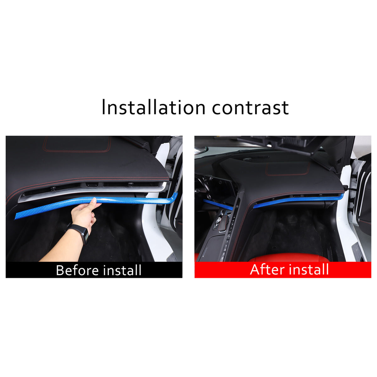 Blue Real Carbon Fiber Full Interior Set Decor Trim Kit for Corvette C8 20-25 - Variants 6-10 64