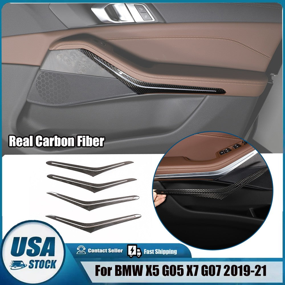 Real Carbon Fiber Door Armrest Light Trim Cover for BMW X5 G05 X7 G07 2019-21 US 1