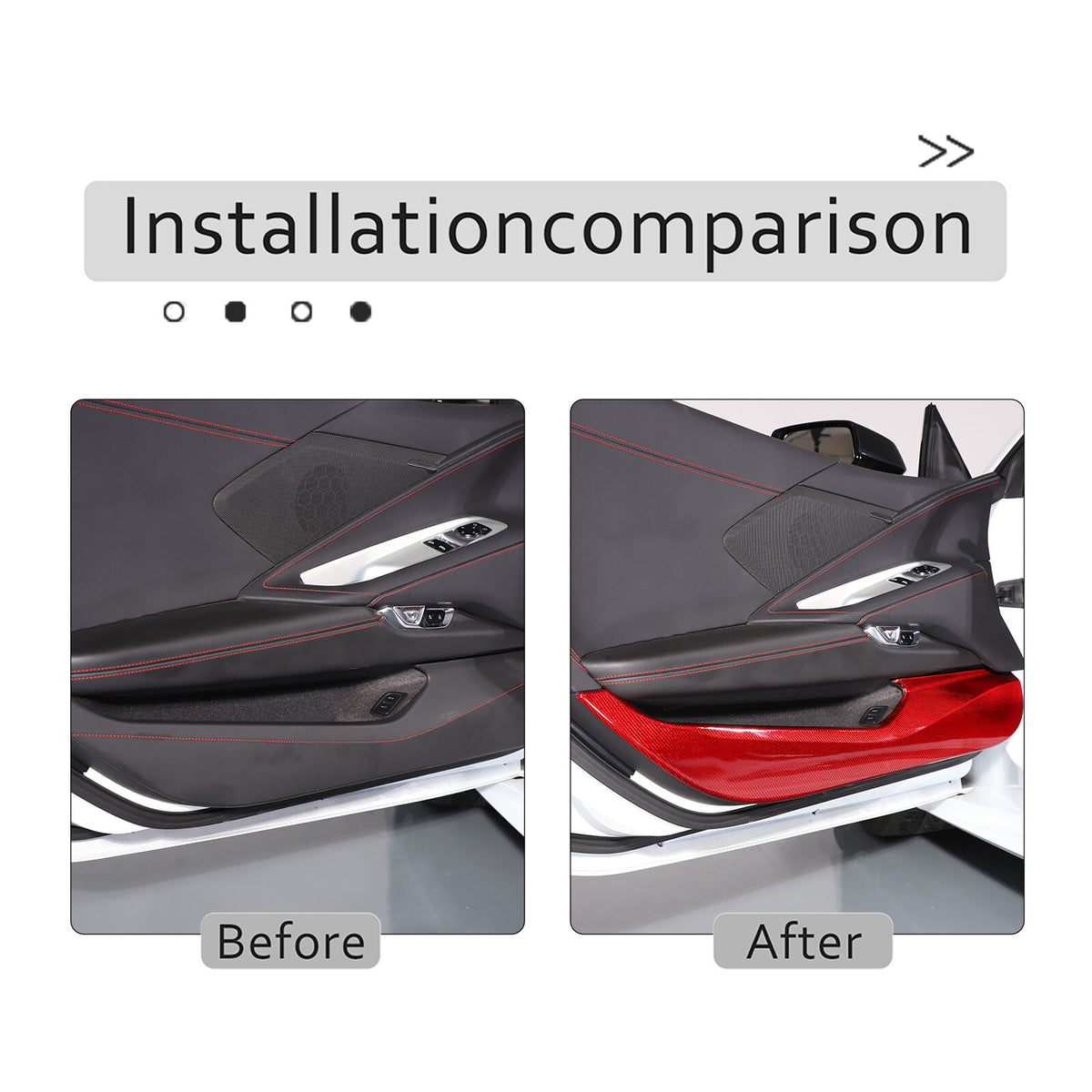 Red Carbon Fiber Inner Door Anti-Kick Panel Trim Cover For Corvette C8 2020-26 8