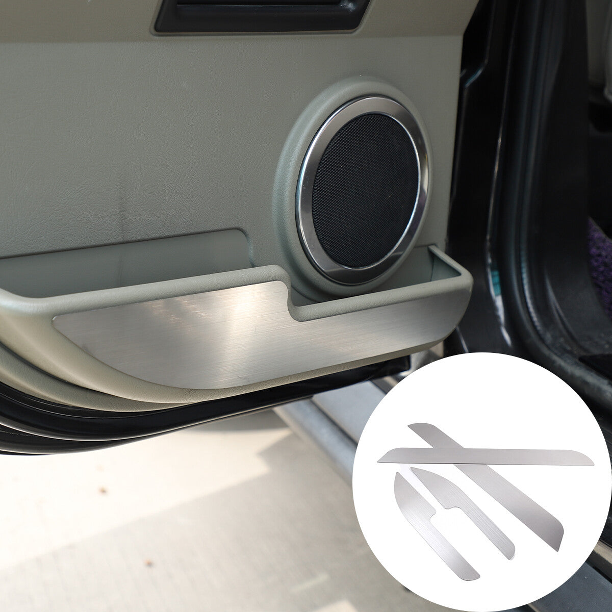 4PCS Silver Steel Inner Door Anti-Kick Panel Sticker Trim For Hummer H2 03-07 1