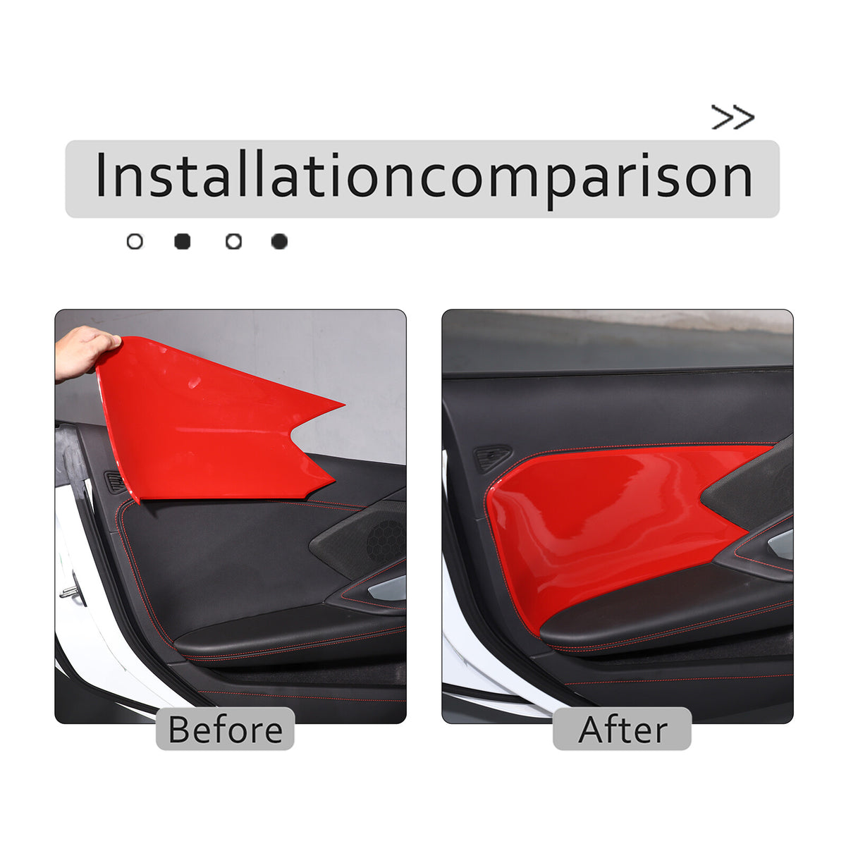 Red ABS Interior Door Anti-Kick Panel Cover Trim Frame For Corvette C8 20-26 US 5