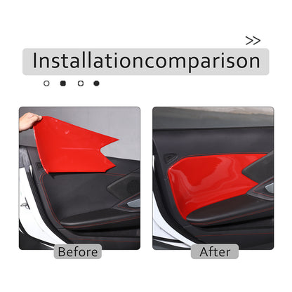 Red ABS Interior Door Anti-Kick Panel Cover Trim Frame For Corvette C8 20-26 US 5