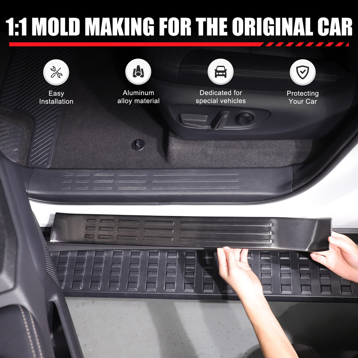 Black Interior Door Sill Guard Protector Cover For Toyota Land Cruiser LC250 US 12