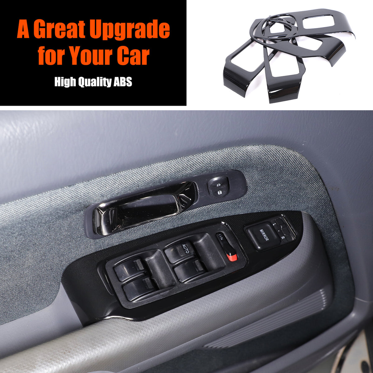 Glossy Black Window Lift Switch Button Trim Frame For Honda Pilot 2003-2008 1
