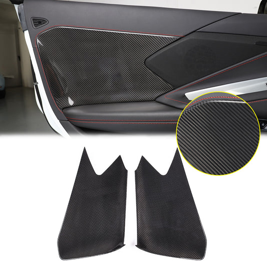 Real Carbon Fiber Interior Door Cover Trim Decoration for Corvette C8 2020-26 1