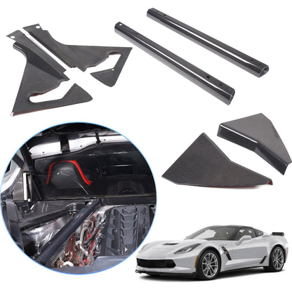 Real Carbon fiber Engine Bay Panel Base Cover Overlay Trim Set For Corvette C8 1