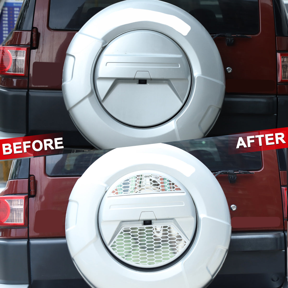 Silver Alloy Spare Tire Trim Cover Patch For Toyota FJ Cruiser 2007-21 17