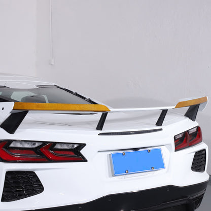Yellow Carbon Fiber High Wing Spoiler Add-On Wicker Bill Pair For Corvette C8 7