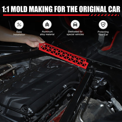 Red Aluminum Engine Bay Strut Bar Connecting Trim Cover For Corvette C8 2020+ 16
