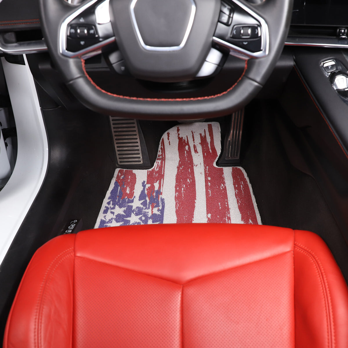 US Flag Car Floor Mats Cargo Carpets Foot Pads For Corvette C8 2020-2026 18