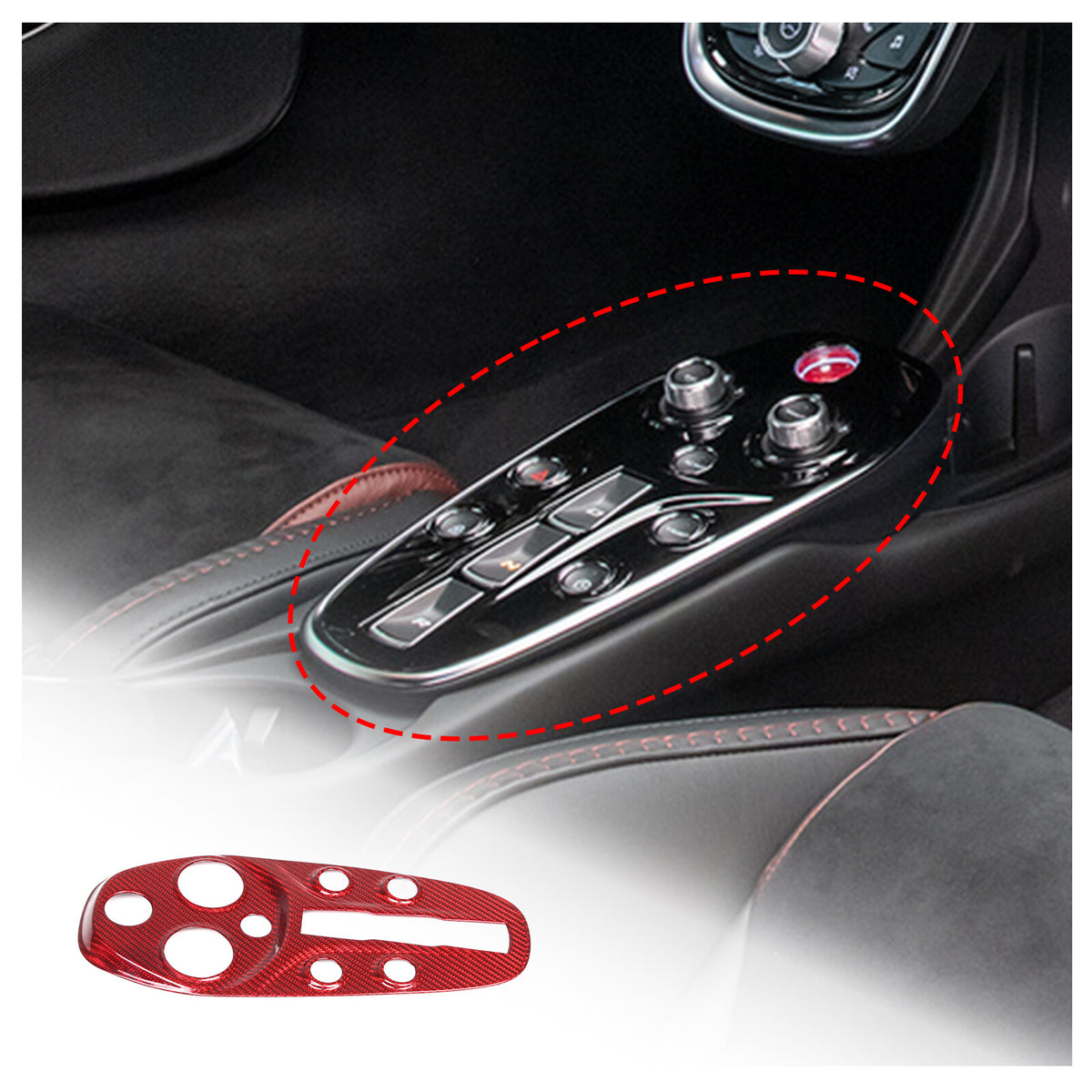 Carbon Fiber Central Console Gear Shift Panel Trim For McLaren GT 2019-2022 13