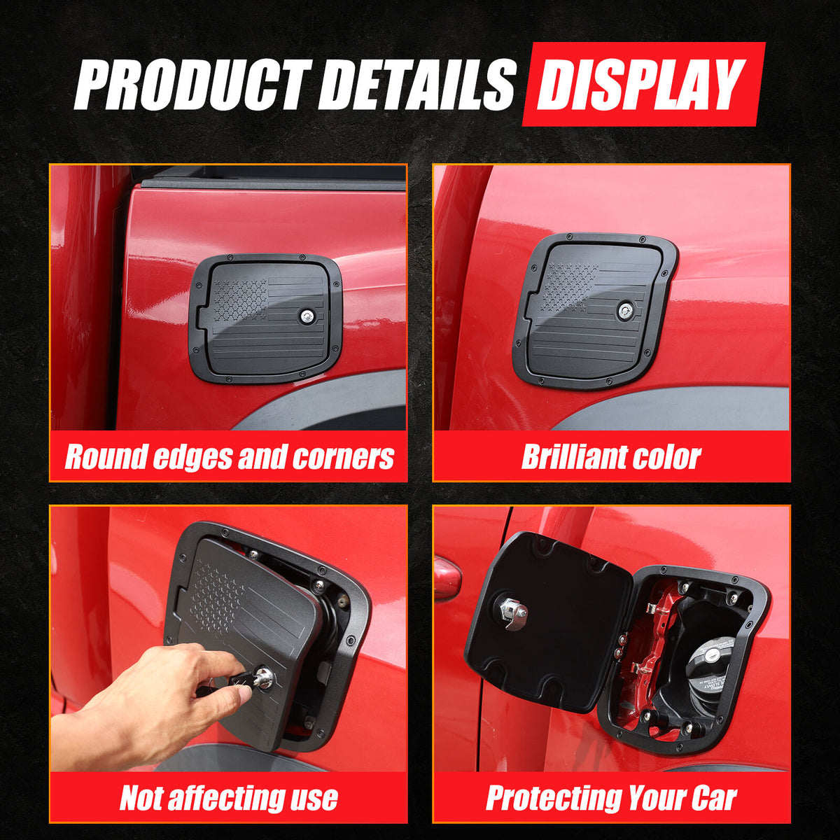 Star Door Fuel Tank Cover W/ Lock Gas Cap Tank Trim For Toyota Tacoma 2016-23 US 18