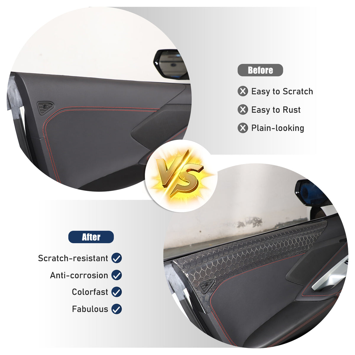 Real Honeycomb Carbon Fiber Interior Door Upper Panel trim Cover For Corvette C8 9